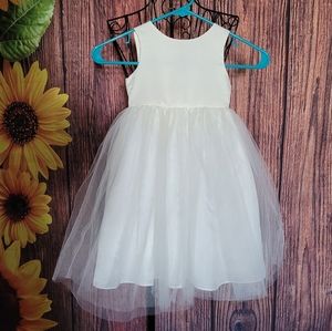 White Faux Satin and Tulle Dress